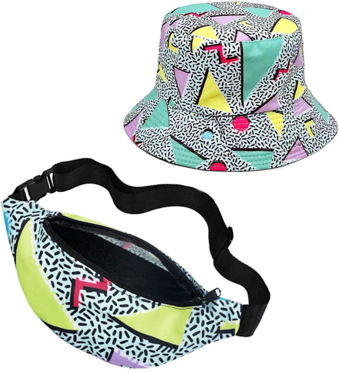 Carnaval Set: Bucket Hat + Heuptas - Confetti | 100% Polyester | Fashion Favorite